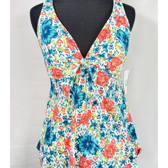 Swim Solutions Simply Sweet Tie Front Tummy-Control Tankini Top Size 10 NWT $72 - Picture 4 of 12